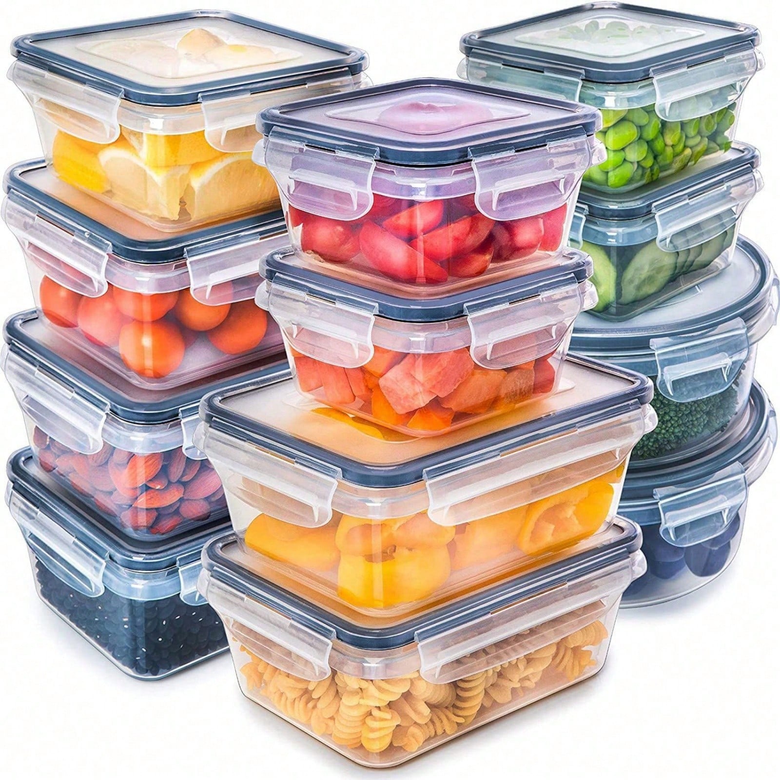 Meal Prep Glass - 12 صندوق بلاستيكي محكم الغلق لتخزين