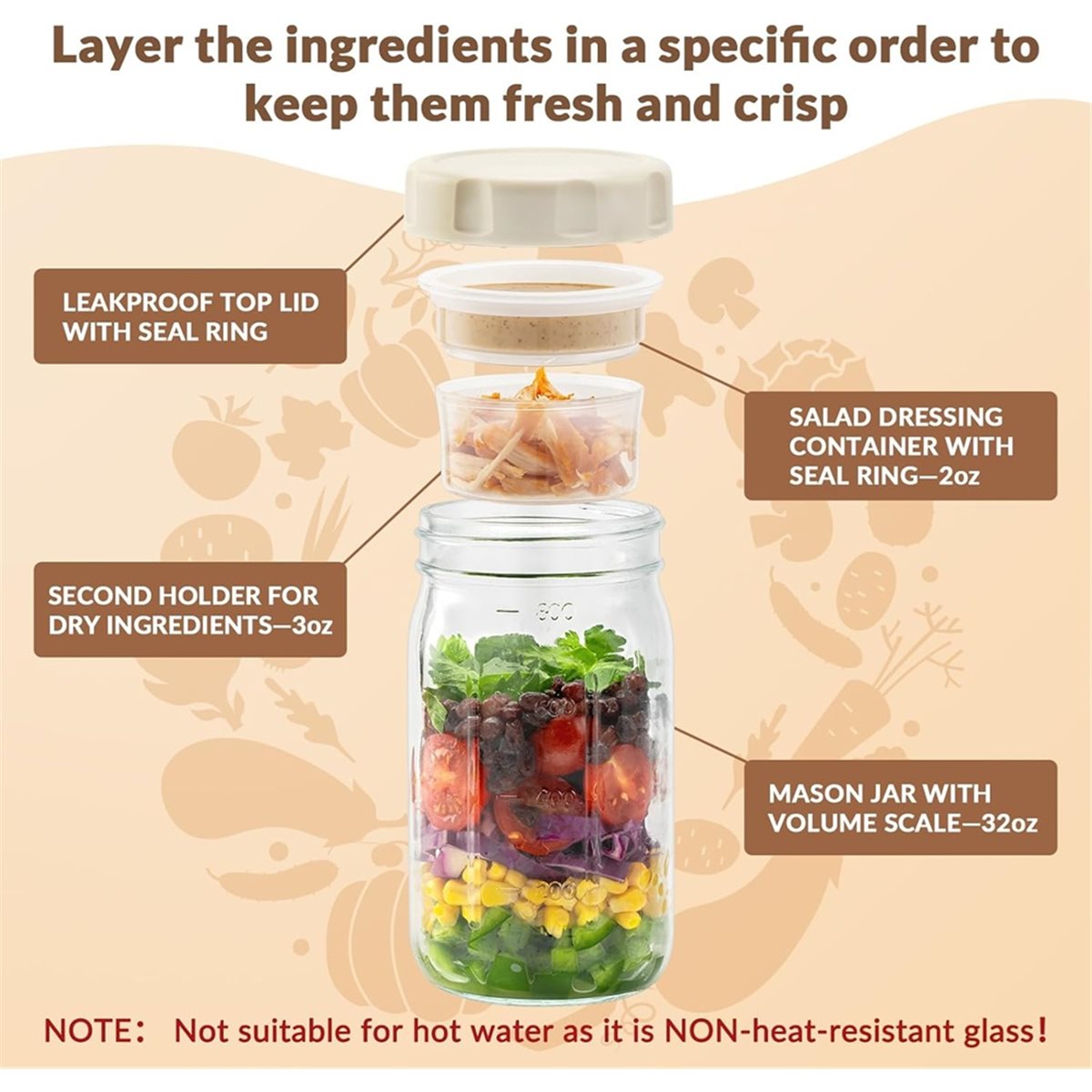 Meal Prep Glass - A67T جديد: مجموعة من 4 أوعية
